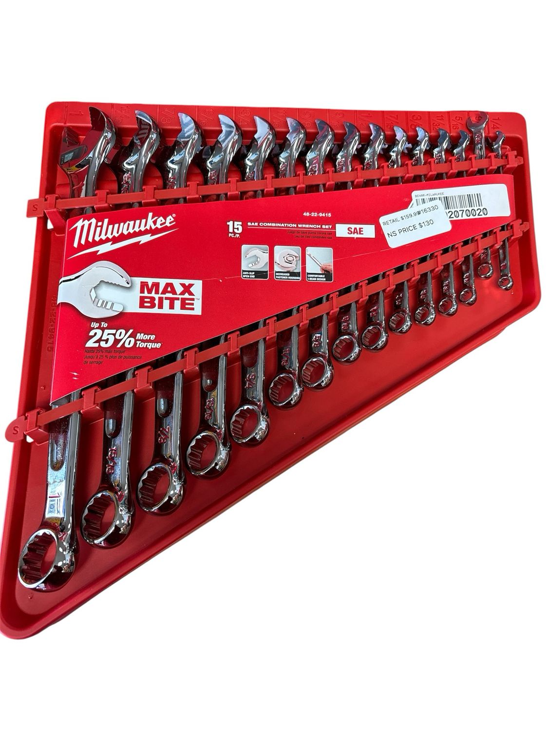 Milwaukee Combination SAE Wrench Mechanics Tool Set (15-Piece) 48-22-9415