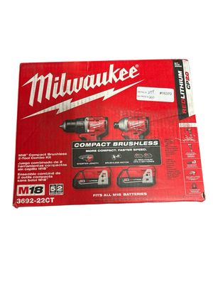 Milwaukee M18 18V Lithium-Ion Brushless Cordless Compact Drill/Impact Combo Kit (2-Tool) w/(2) 2.0 Ah Batteries, Charger &amp; Bag 3962-22CT