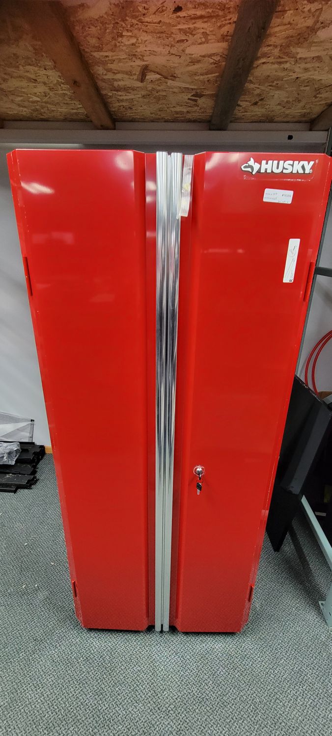 Husky Ready-to-Assemble 30.5 in. W x 72 in. H x 18.3 in. D 24-Gauge 3-Shelf Steel Freestanding Cabinet in Red G3002TR-US    .