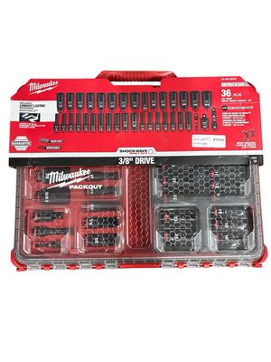 Milwaukee SHOCKWAVE Impact-Duty 3/8 in. Drive Metric and SAE Deep Well Impact PACKOUT Socket Set (36-Piece) 49-66-6805