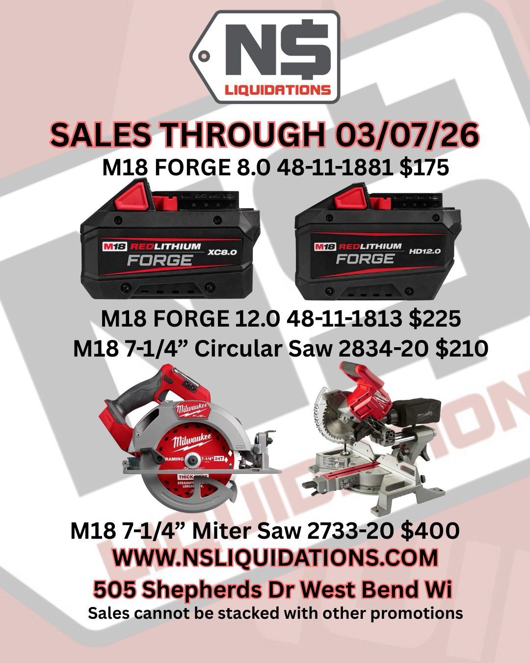 Milwaukee Sales Thru 3/7/26