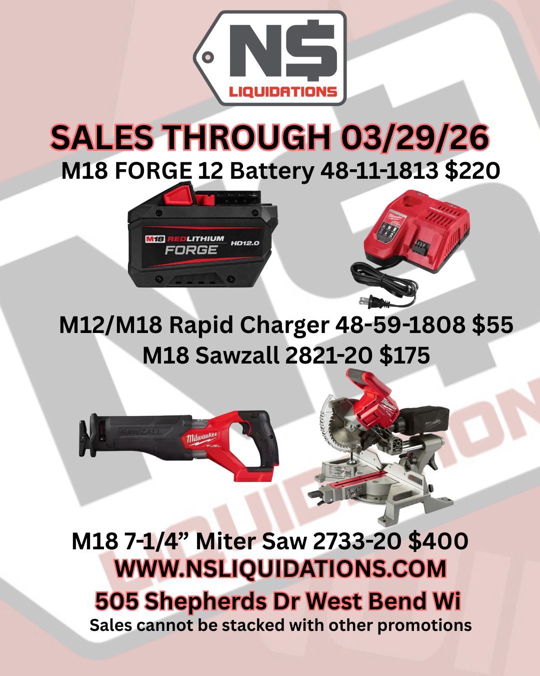 Milwaukee Sales Thru 3/29/26