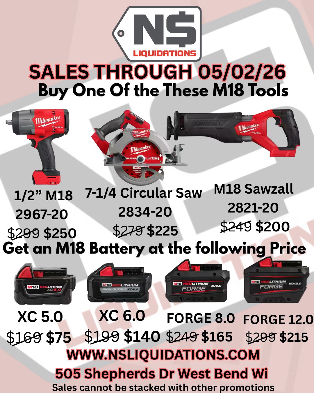 Milwaukee Sales Thru 5/2/26