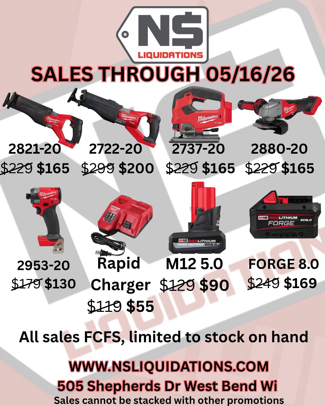 Milwaukee Sales Thru 5/16/26