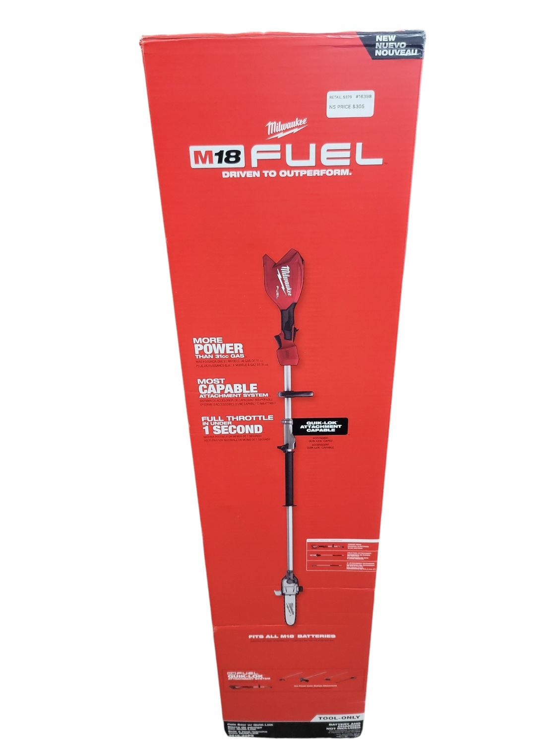 Milwaukee M18 FUEL 18V 10 in. Brushless Cordless Battery Powered Pole Saw with QUIK-LOK Attachment Capability (Tool-Only) 3016-20PS .