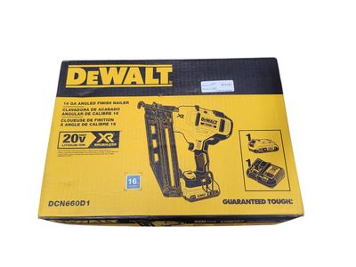 DEWALT 20V MAX XR 16-Gauge Electric Cordless Angled Finishing Nailer Kit DCN660D1