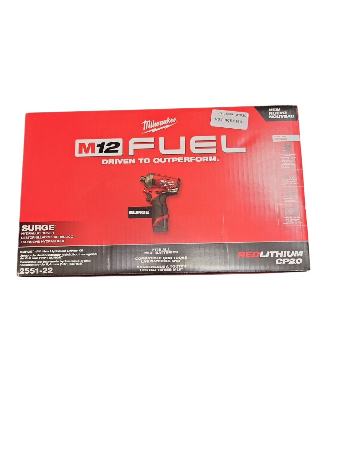 Milwaukee M12 FUEL SURGE 12V Lithium-Ion Brushless Cordless 1/4 in. Hex Impact Driver Compact Kit w/Two 2.0Ah Batteries, Bag 2551-22