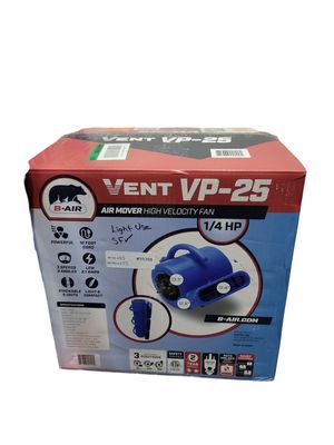 B-Air 1/4 HP Air Mover Blower Fan for Water Damage Restoration Carpet Dryer Floor Home and Plumbing Use in Blue BA-VP-25-BL .