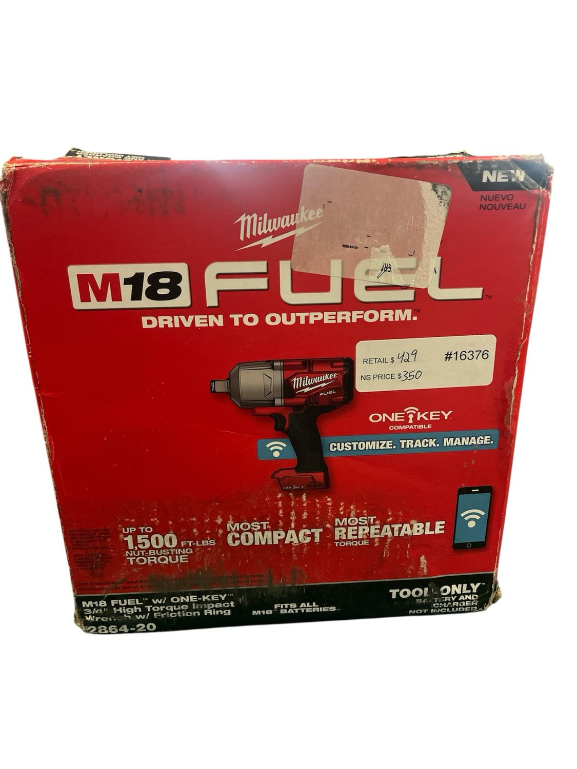 Milwaukee M18 FUEL ONE-KEY 18V Lithium-Ion Brushless Cordless 3/4 in. Impact Wrench with Friction Ring (Tool-Only) 2864-20  .