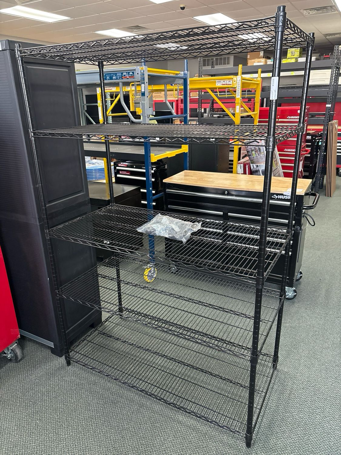 Seville Classics UltraDurable 5-Tier Commercial NSF Certified Steel Wire Shelving System in Black (48 in. W x 24 in. D x 76 in. H) SHE48246B