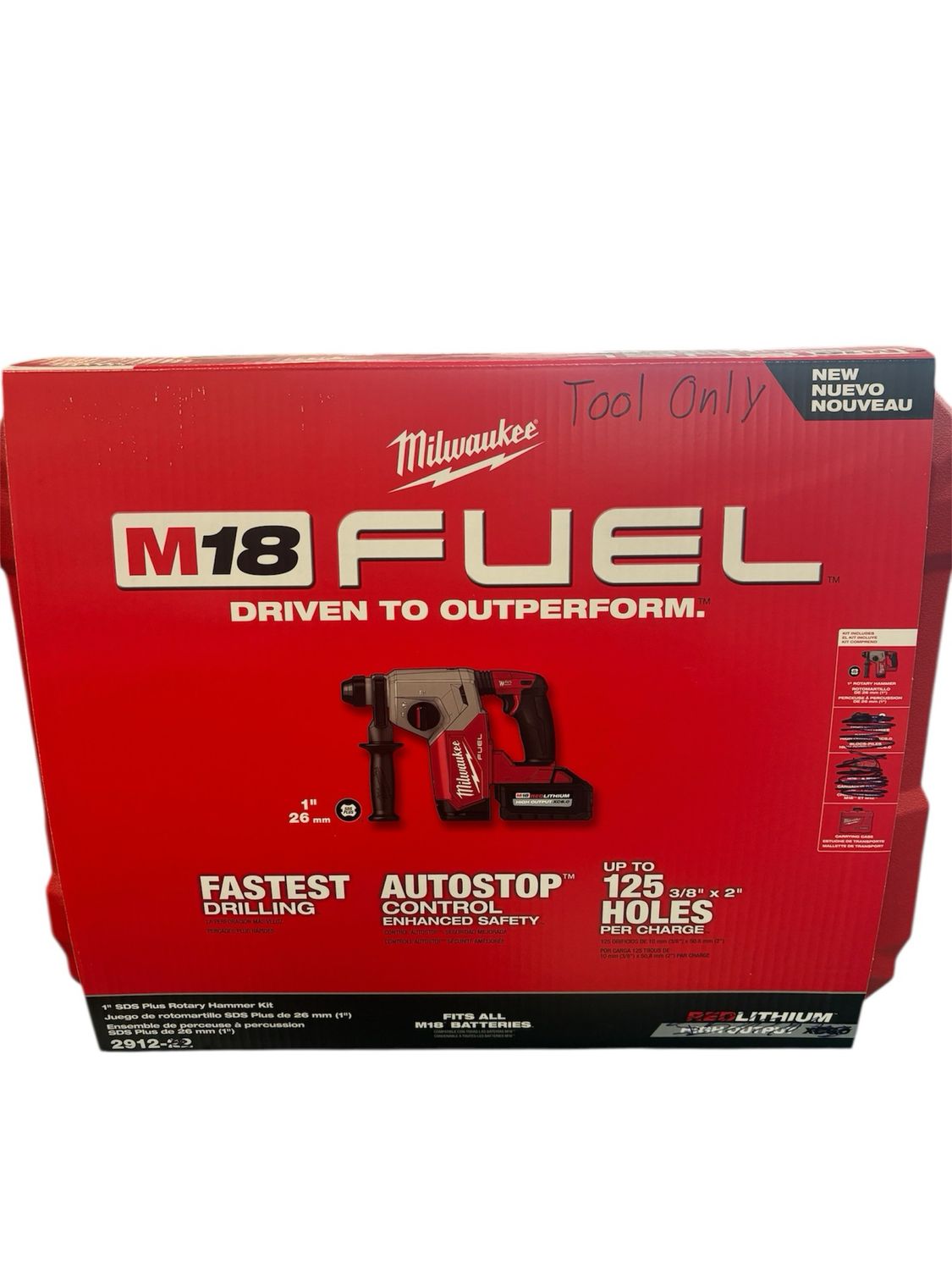 Milwaukee M18 FUEL 18V Lithium-Ion Brushless Cordless 1 in. SDS-Plus Rotary Hammer (Tool-Only) 2912-20 .