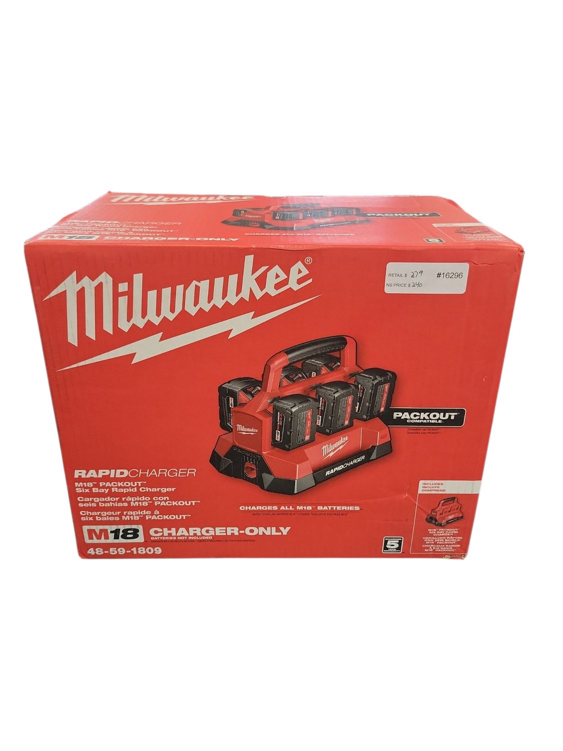 Milwaukee M18 18V Lithium-Ion PACKOUT 6-Port Rapid Charger 48-59-1809 .