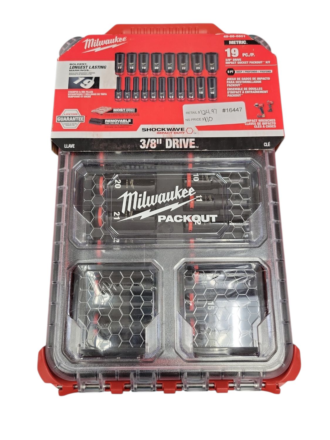 Milwaukee SHOCKWAVE Impact-Duty 3/8 in. Drive Metric Deep Well Impact PACKOUT Socket Set (19-Piece) 49-66-6801