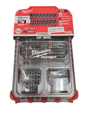 Milwaukee SHOCKWAVE Impact-Duty 3/8 in. Drive Metric Deep Well Impact PACKOUT Socket Set (19-Piece) 49-66-6801