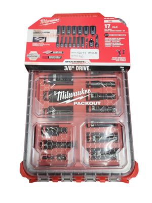 Milwaukee SHOCKWAVE Impact-Duty 3/8 in. Drive SAE Deep Well Impact PACKOUT Socket Set (17-Piece) 49-66-6800