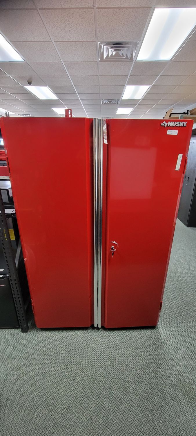 Husky Ready-to-Assemble 48 in. W x 72 in. H x 18.3 in. D 24-Gauge 3-Shelf Steel Freestanding Cabinet in Red G4802TR-US