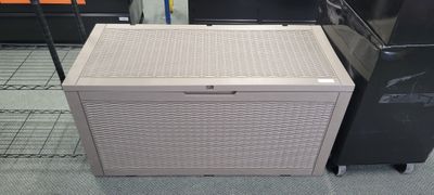 100 Gal.-Light Brown Wicker Resin Outdoor Storage Deck Box H100GB-LB