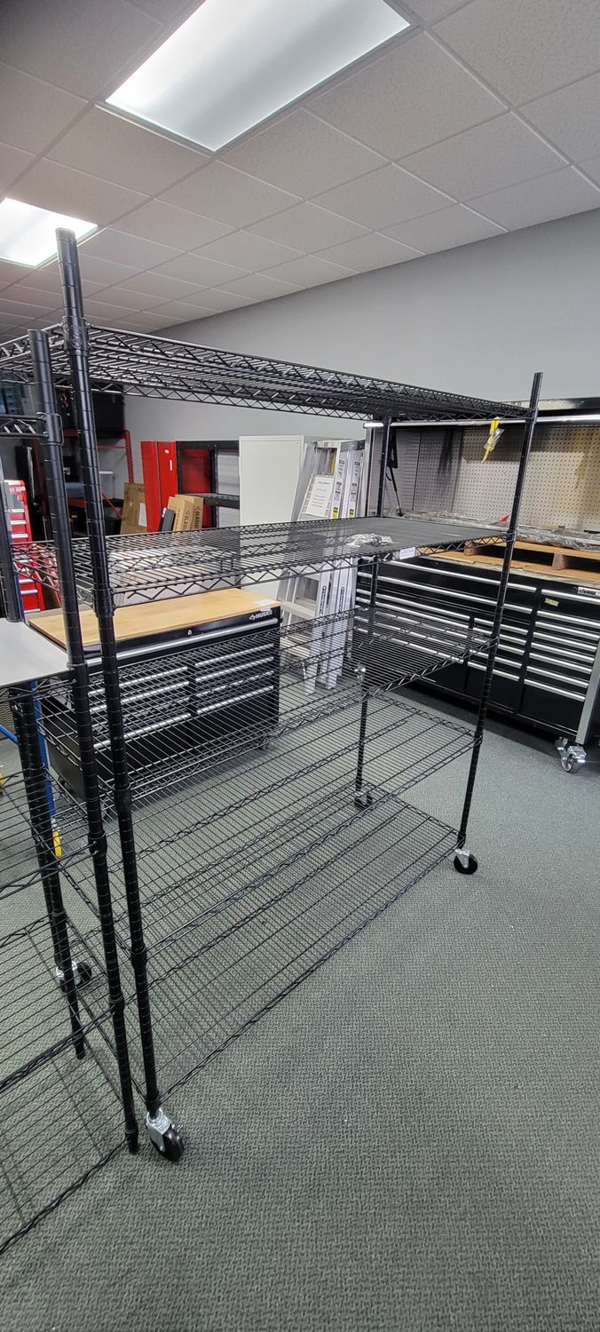 TRINITY Black 5-Tier Rolling Steel Wire Shelving Unit (60 in. W x 77 in. H x 24 in. D) TBFPB-0931