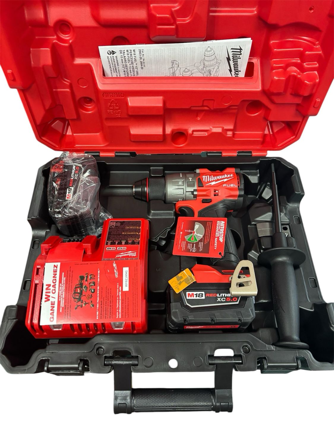 Milwaukee M18 FUEL 18V Lithium-Ion Brushless Cordless 1/2 in. Hammer Drill Driver Kit with Two 5.0 Ah Batteries and Hard Case 2904-22