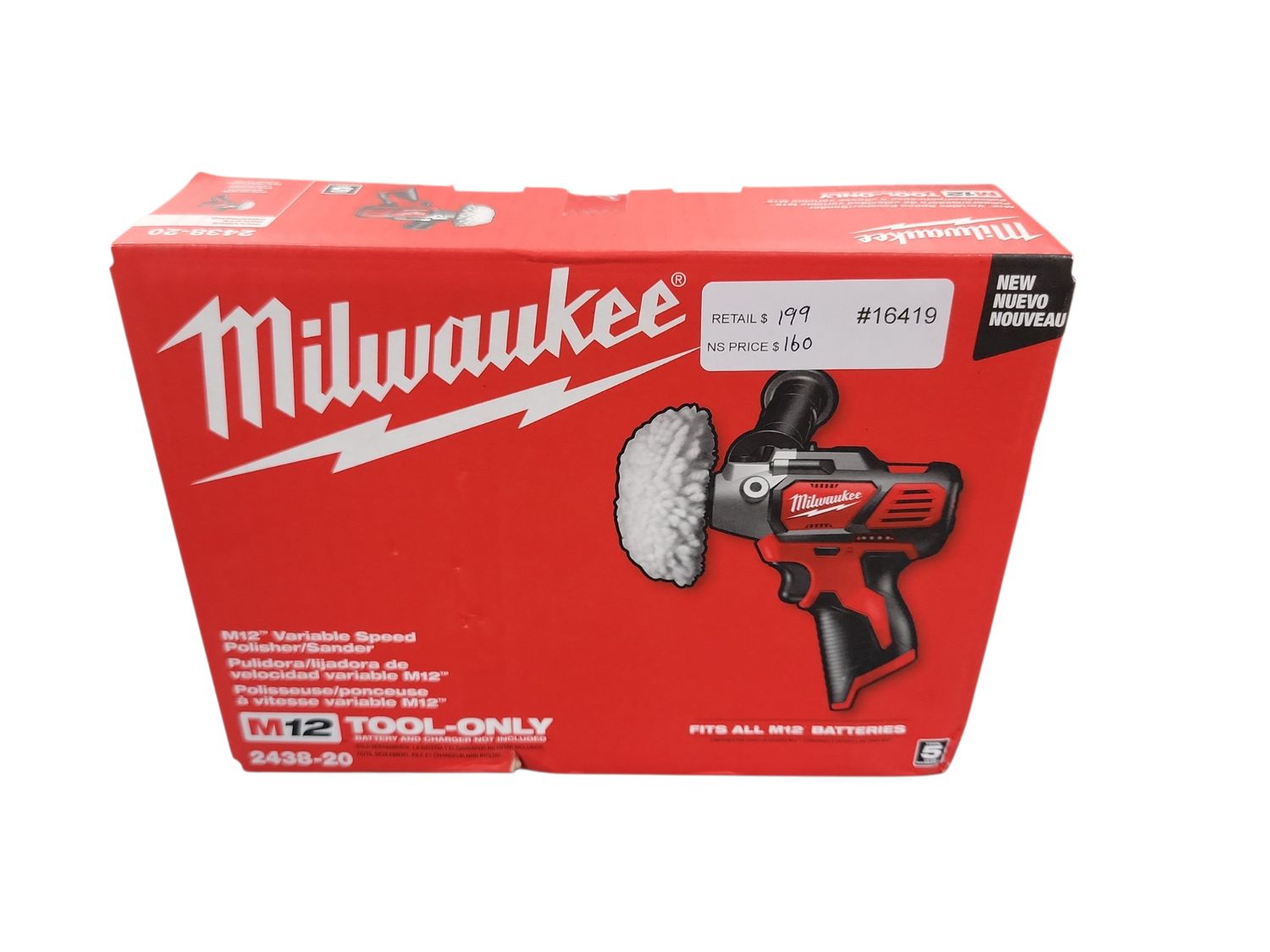 Milwaukee M12 12V Lithium-Ion Cordless Variable Speed Polisher/Sander (Tool-Only) 2438-20 .