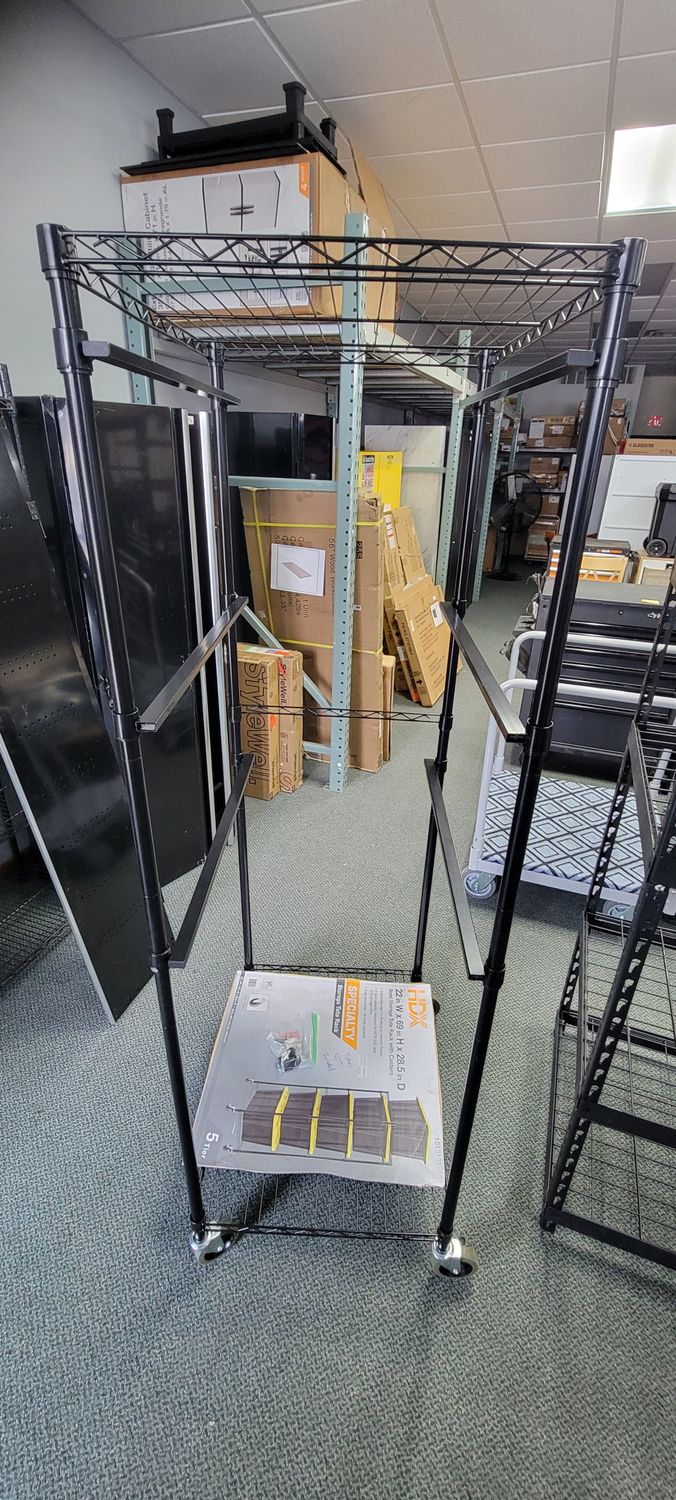 HDX Steel Wire Garage Storage Bin Rack with Casters for 27 Gal. Tough Totes in Black (22 in. W x 69 in. H x 28.5 in. D) HD27BINBPS