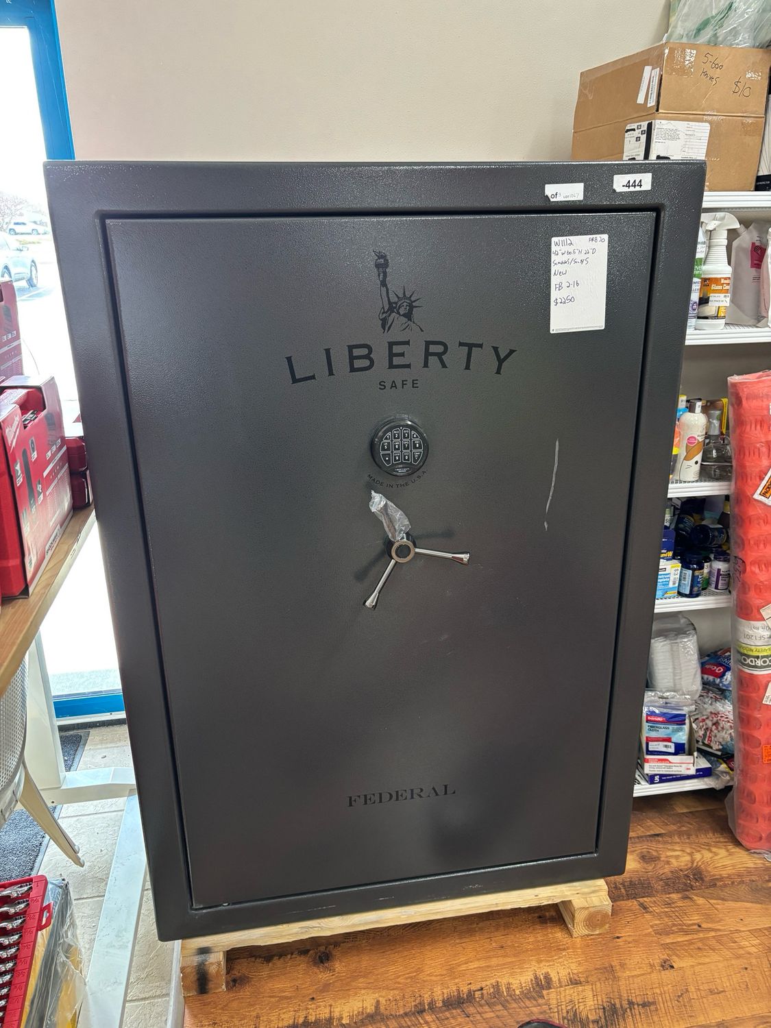 LIBERTY SAFE Federal 48-Gun 75-Min fire rating EMP E-Lock, 60.5 in. H x 42 in. W x 22 in. D, Gray Marble Gun Safe FD48-GYM-FLEX-DP-EL