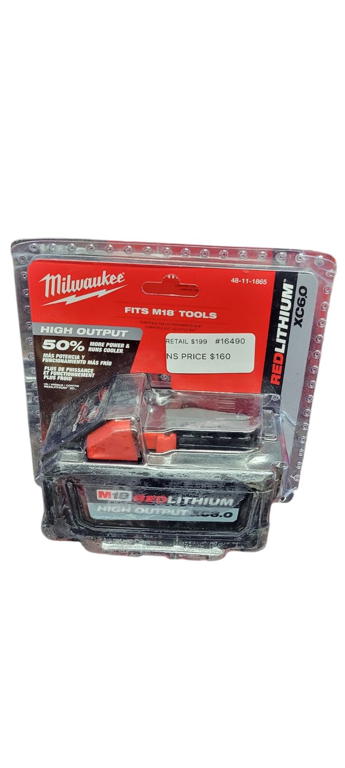 Milwaukee M18 18-Volt Lithium-Ion High Output Battery Pack 6.0Ah 48-11-1865