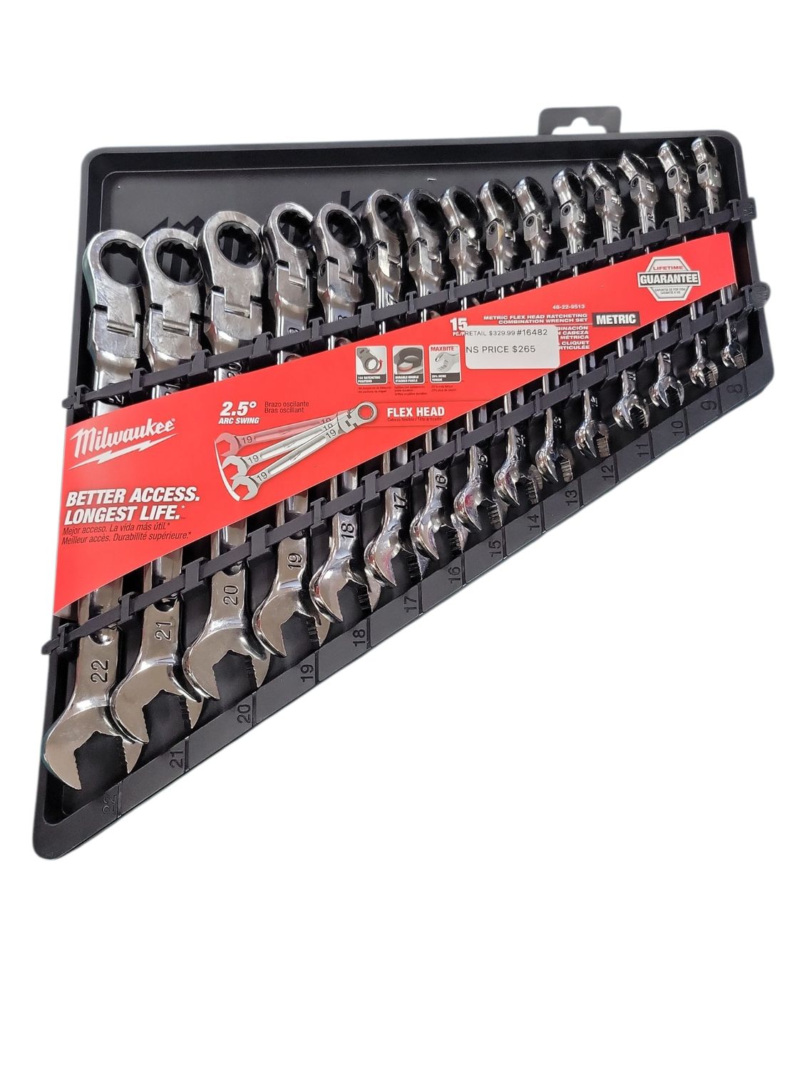 Milwaukee 144-Position Flex-Head Ratcheting Combination Wrench Set Metric (15-Piece) 48-22-9513