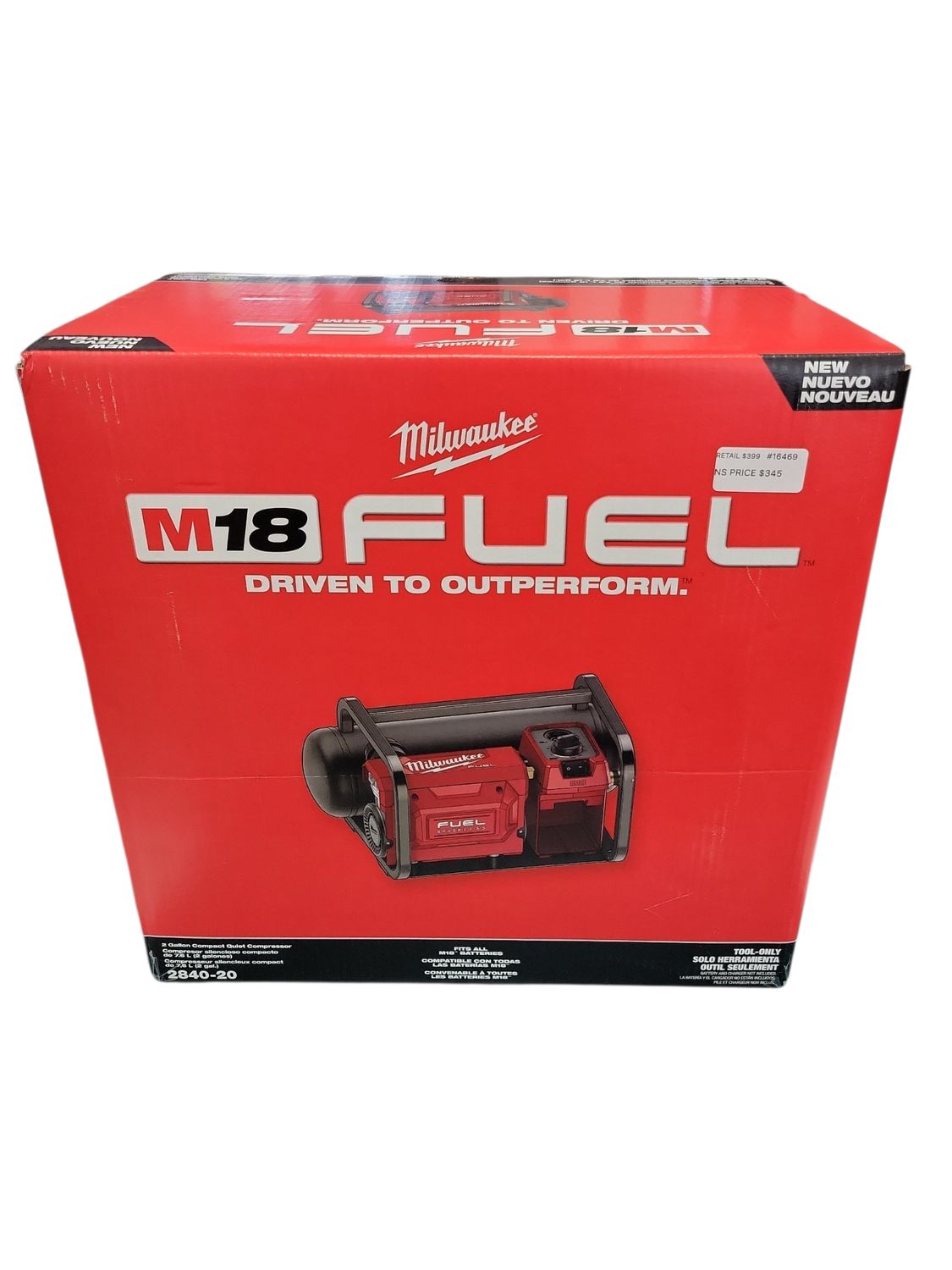 Milwaukee M18 FUEL 18-Volt Lithium-Ion Brushless Cordless 2 Gal. Electric Compact Quiet Compressor (Tool-Only) 2840-20