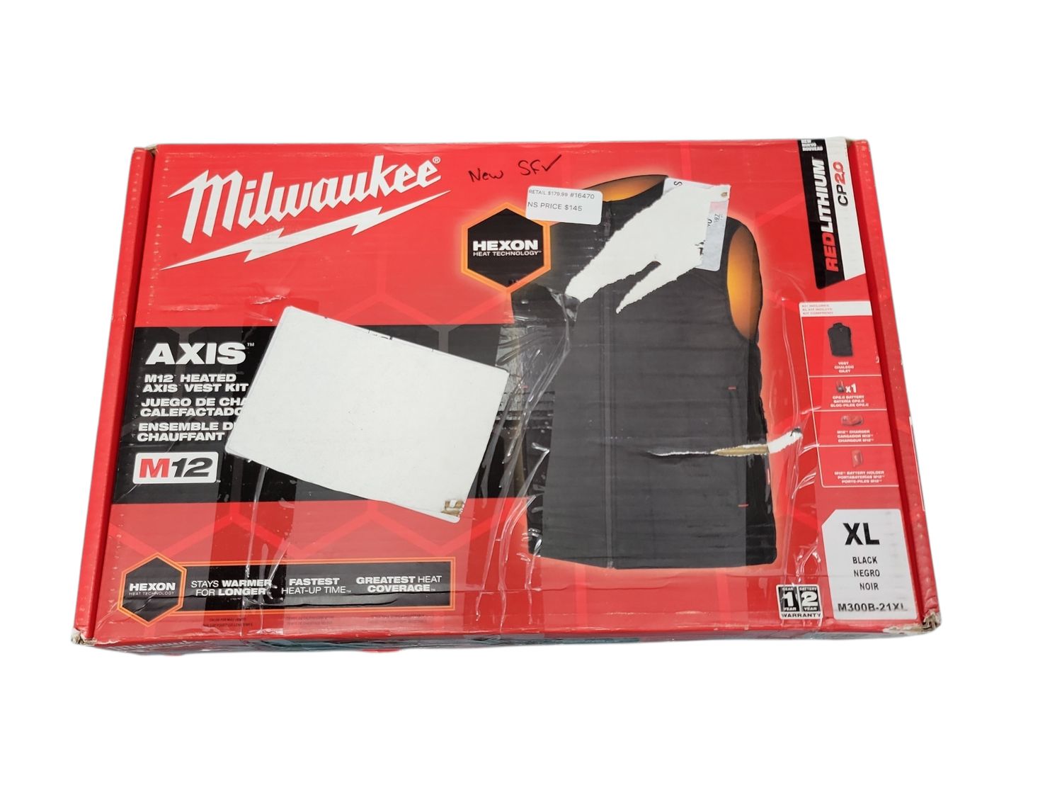 Milwaukee Men's X-Large M12 12-Volt Lithium-Ion Cordless Axis Black Heated Vest Kit with (1) 2.0 Ah Battery and Charger M300B-21XL .