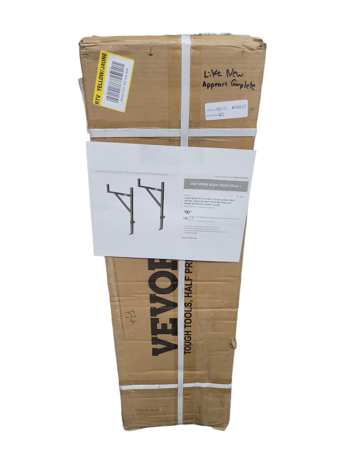 VEVOR Truck Rack 19 in. to 34 in. Truck Ladder Rack 250 lbs. Capacity Steel Truck Bed Rack for Kayak Surfboard Lumber Ladder PKHJHJGYZTB19IY13V0