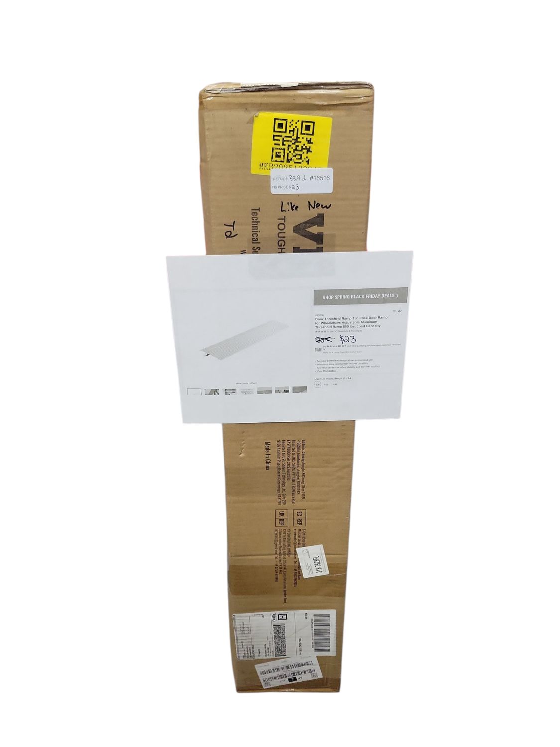 VEVOR Door Threshold Ramp 1 in. Rise Door Ramp for Wheelchairs Adjustable Aluminum Threshold Ramp 800 lbs. Load Capacity PJSMJLPD1YC73LD9YV0