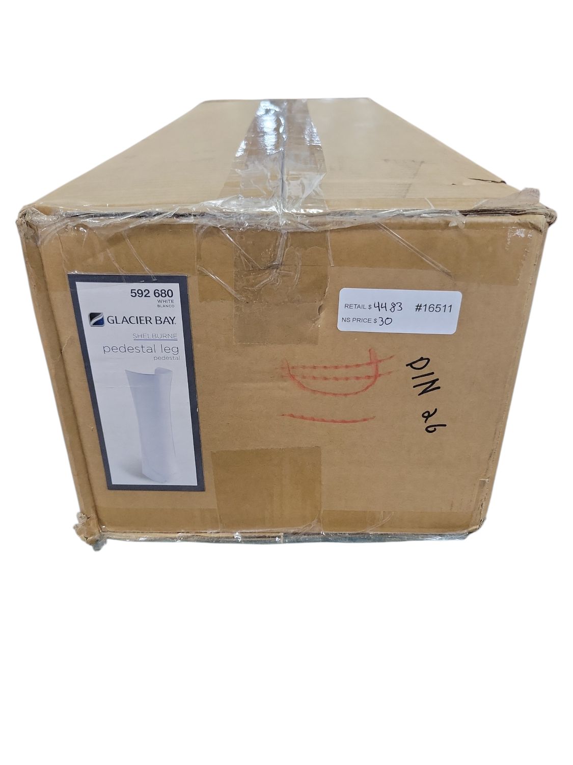 Glacier Bay Shelburne/Petite 6.69 in. D x 8.86 in. W Round Pedestal Sink Base in White L-300-WN .