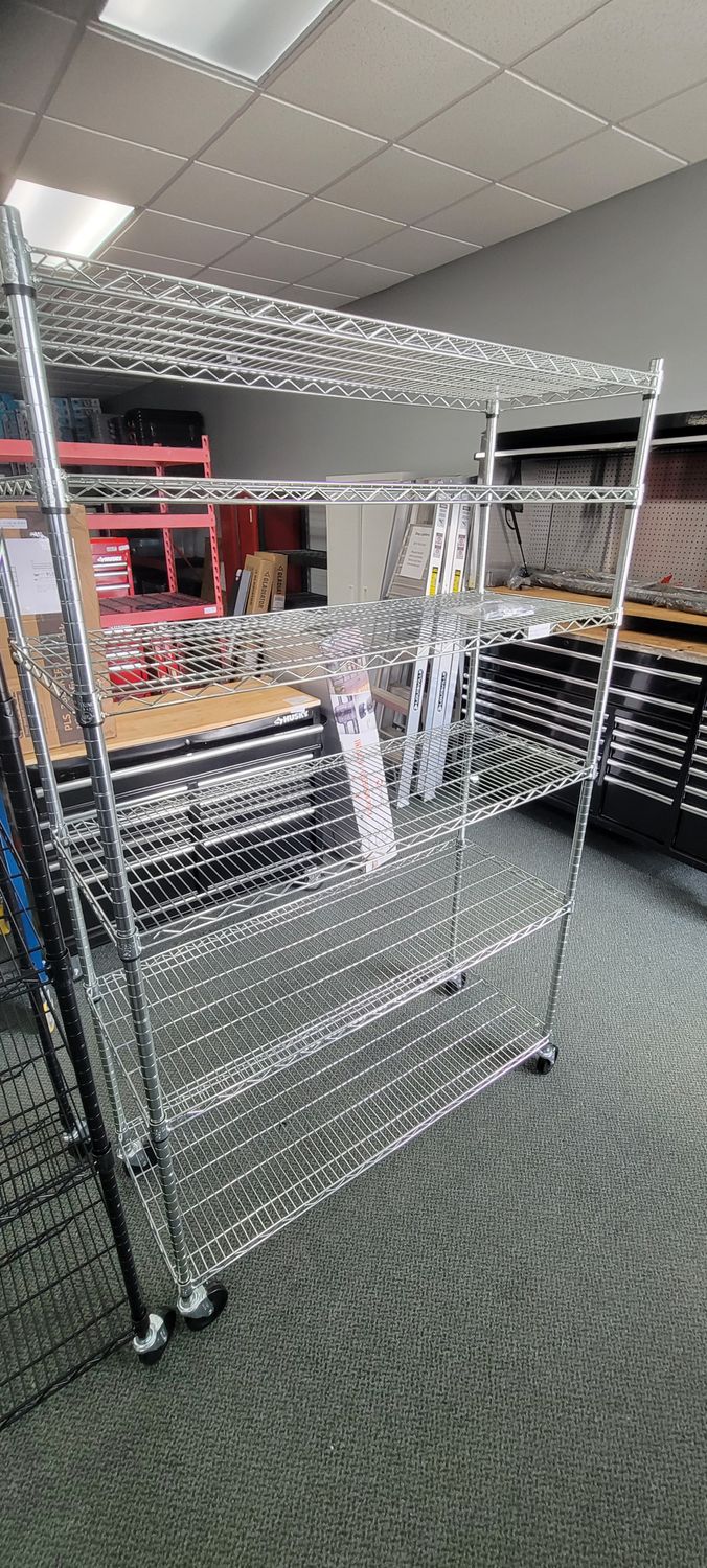 TRINITY EcoStorage Chrome 6-Tier Rolling Steel Wire Shelving Unit (48 in. W x 77 in. H x 18 in. D) TBFZ-0932