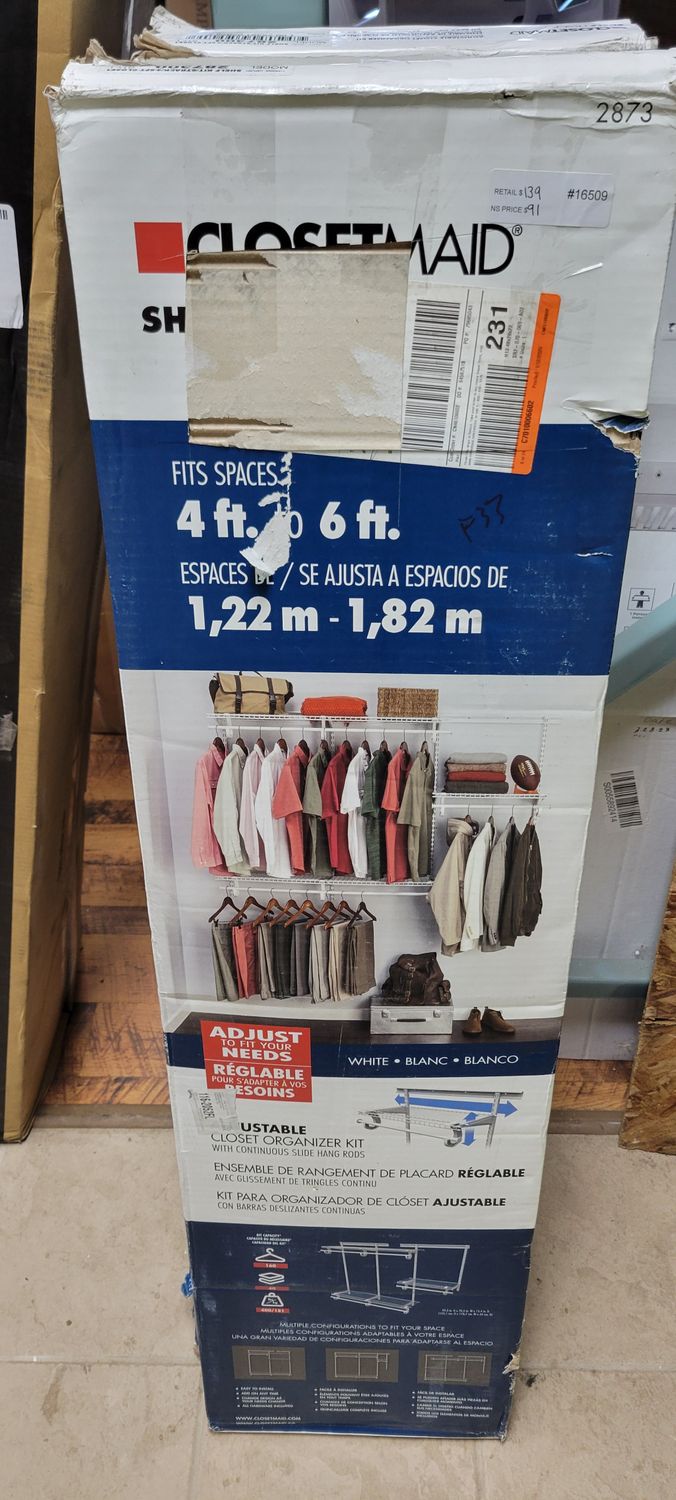 ClosetMaid ShelfTrack 72 in. W White Reach-In Wall Mount 3-Shelf Wire Closet System Organizer Kit 2873