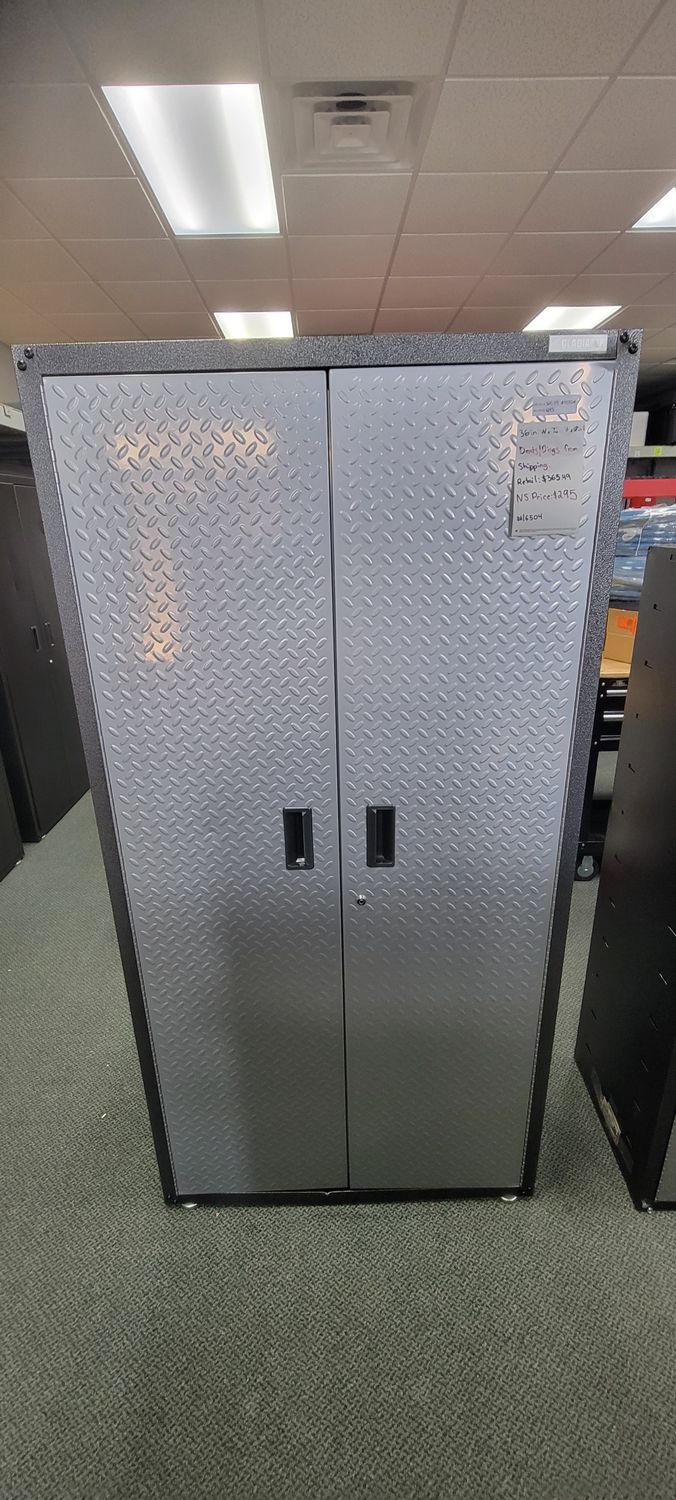 Gladiator Ready-to-Assemble Steel Freestanding Garage Cabinet in Silver Tread (36 in. W x 72 in. H x 18 in. D) GALG36KDYG