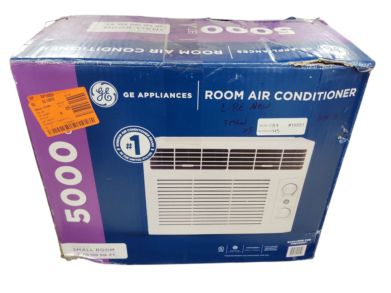 GE 5,000 BTU 115-Volt Window Air Conditioner for 150 sq. ft. Rooms in White AWCS05BWT   .