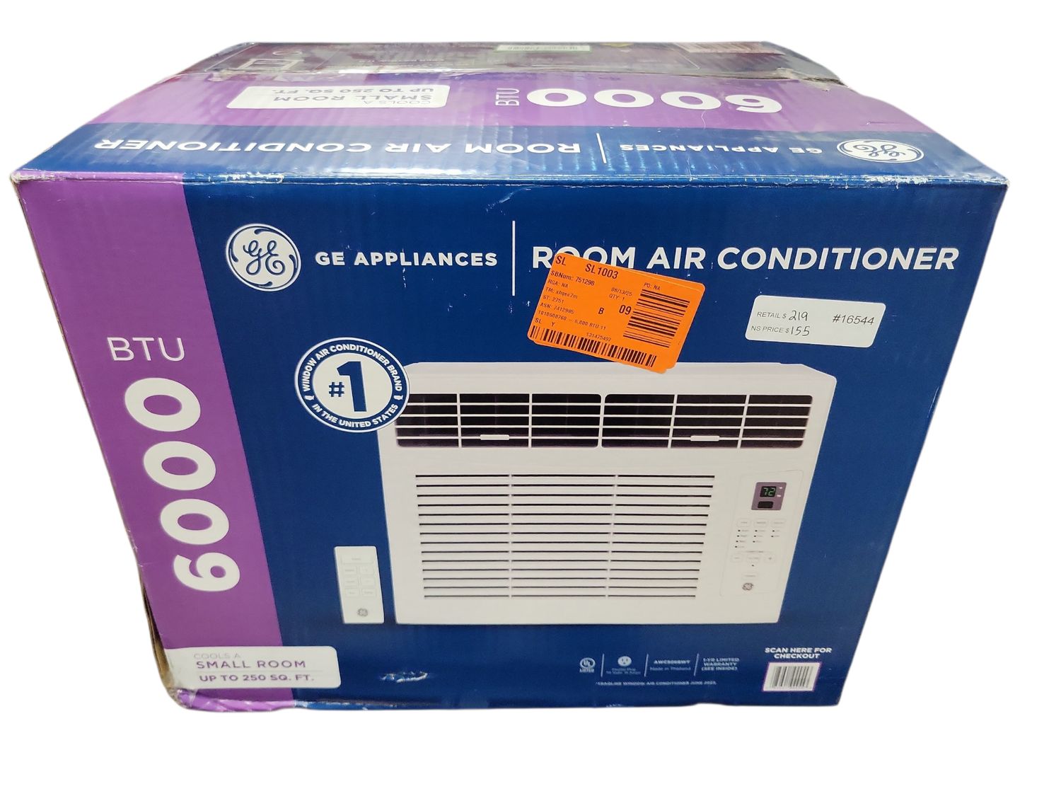 GE 6,000 BTU 115-Volt Window Air Conditioner for 250 sq. ft. Rooms in White with Remote AWCS06BWT .