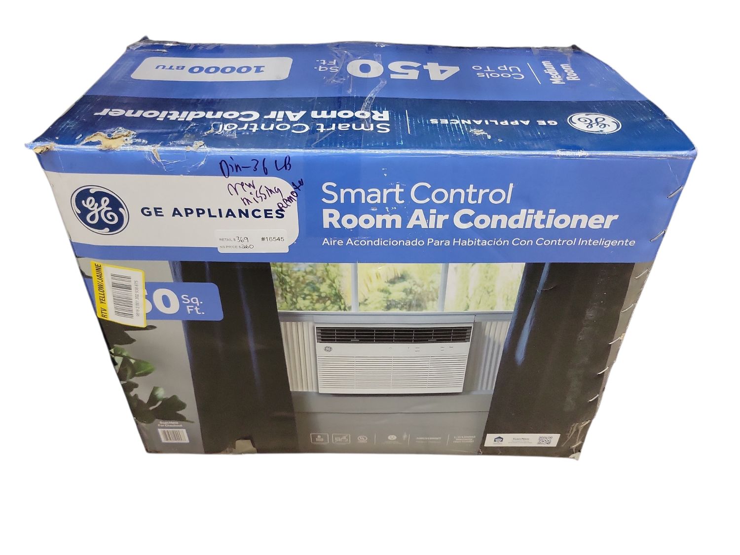 GE 10,000 BTU Smart Window Air Conditioner for 450 sq. ft. in White with Wi-Fi and Remote AWCS10WWT