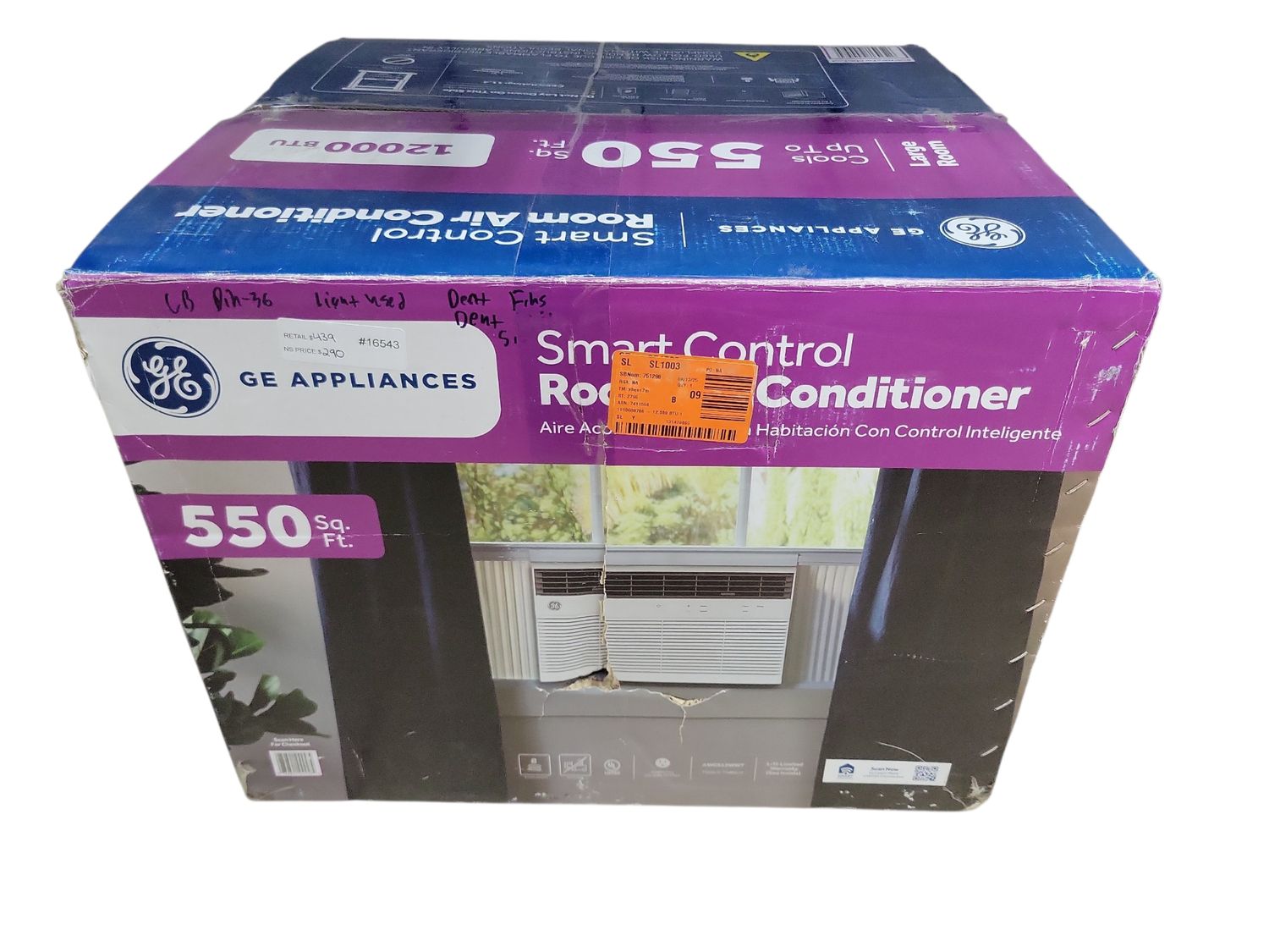 GE 12,000 BTU Smart Window Air Conditioner for 550 sq. ft. in White with Wi-Fi and Remote AWCS12WWT