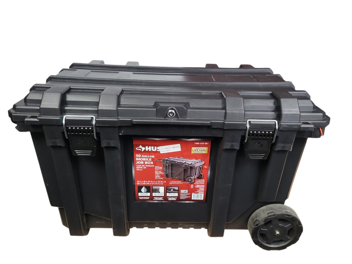 Husky 23 in. 50 Gal. Black Rolling Toolbox with Keyed Lock and Portable Hand Tool Tray 206319
