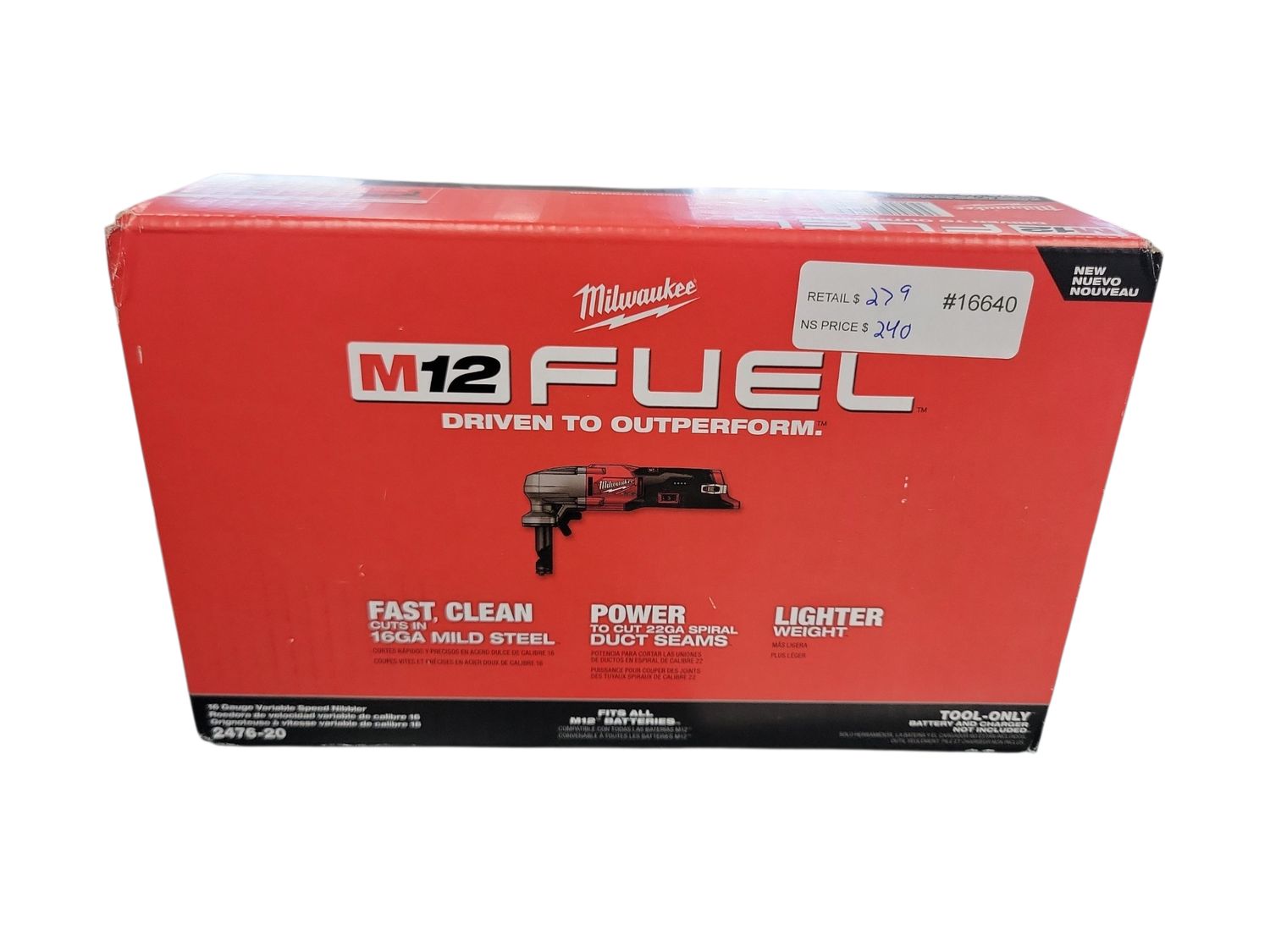 Milwaukee M12 FUEL 12-Volt Lithium-Ion Brushless Cordless 16-Gauge Variable Speed Nibbler (Tool-Only) 2476-20 .