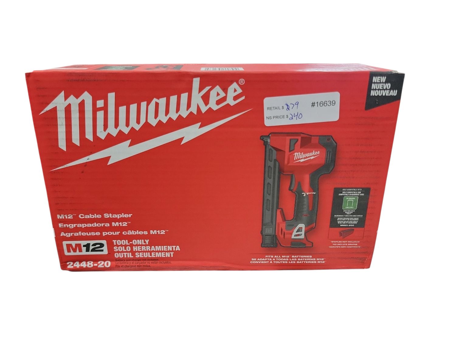 Milwaukee M12 12-Volt Lithium-Ion Cordless Cable Stapler (Tool-Only) 2448-20