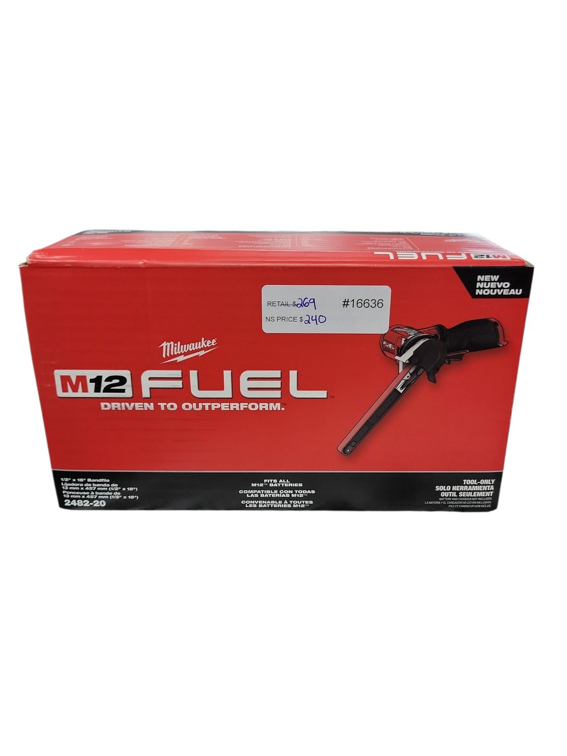 Milwaukee M12 FUEL 12V Lithium-Ion Brushless Cordless 1/2 in. x 18 in. Bandfile (Tool-Only) 2482-20 .