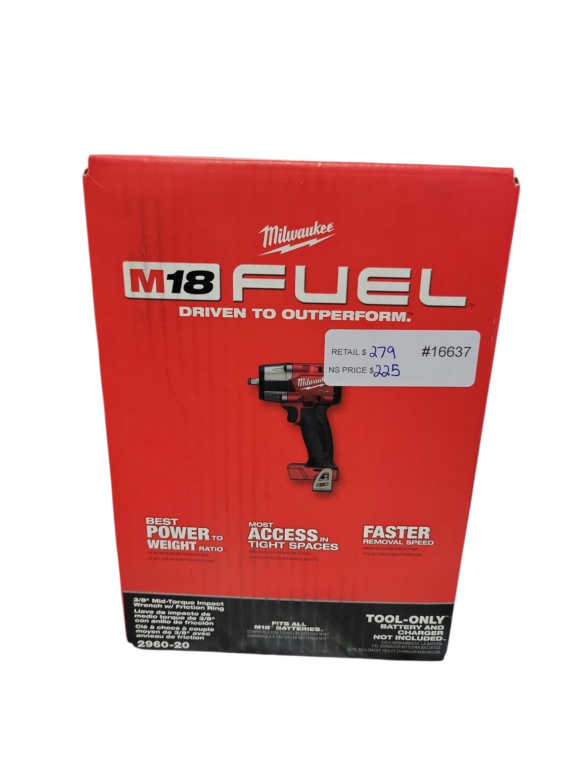 Milwaukee M18 FUEL GEN-2 18V Lithium-Ion Mid Torque Brushless Cordless 3/8 in. Impact Wrench with Friction Ring (Tool-Only) 2960-20