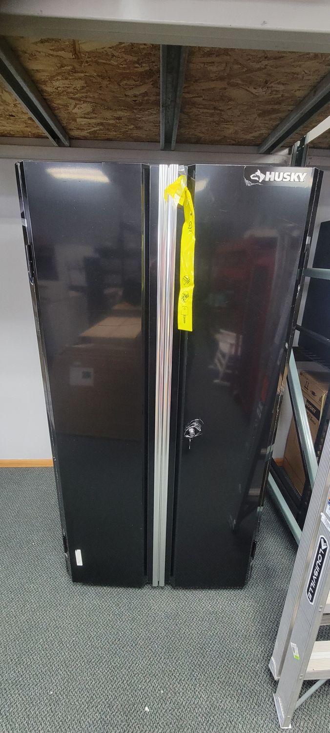 Husky Ready-to-Assemble 36.6 in. W x 72 in. H x 24 in. D 24-Gauge 2-Shelf Steel Freestanding Cabinet in Black G3624W-US