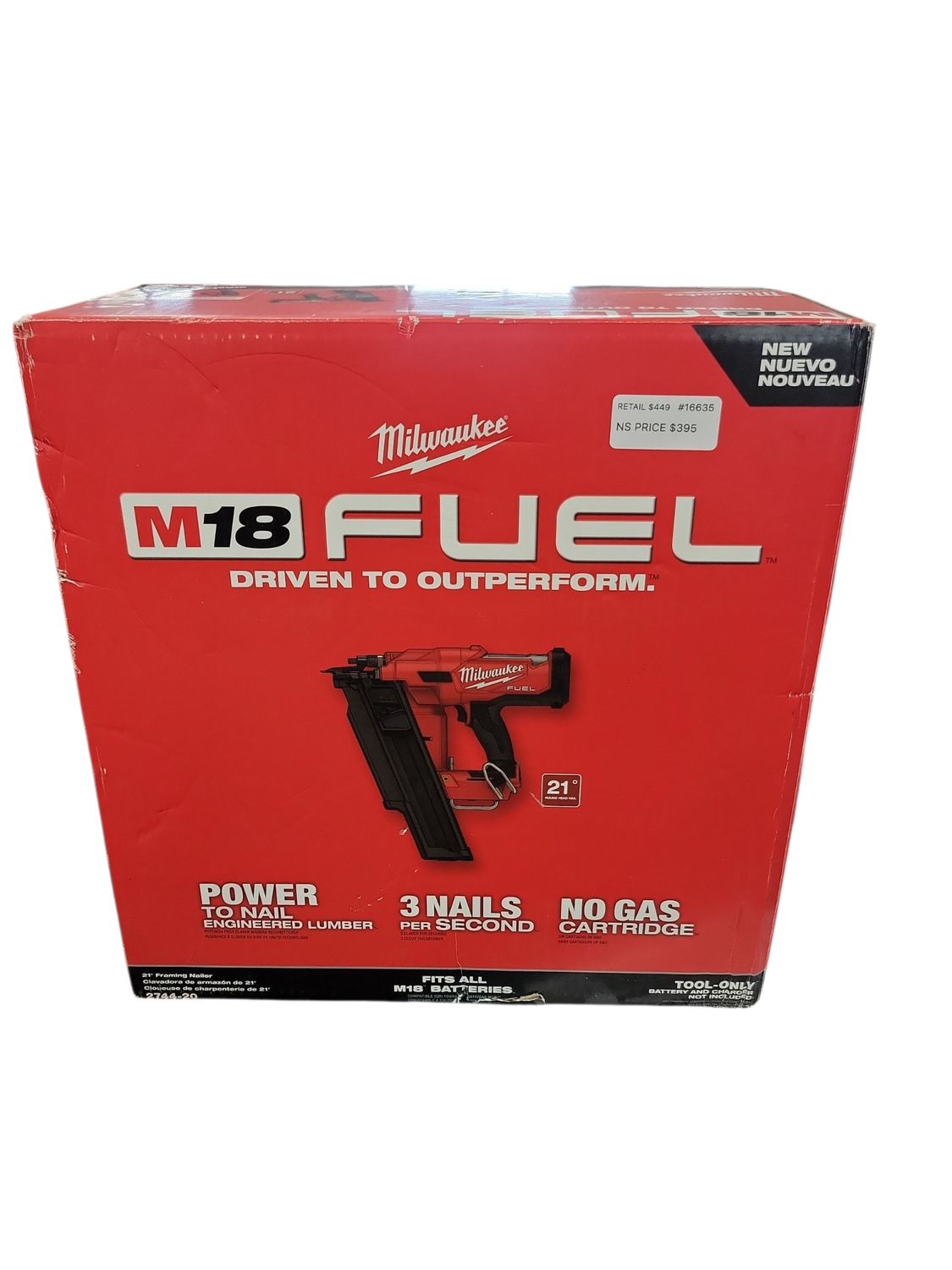 Milwaukee M18 FUEL 3-1/2 in. 18-Volt 21-Degree Lithium-Ion Brushless Cordless Framing Nailer (Tool-Only) 2744-20  .