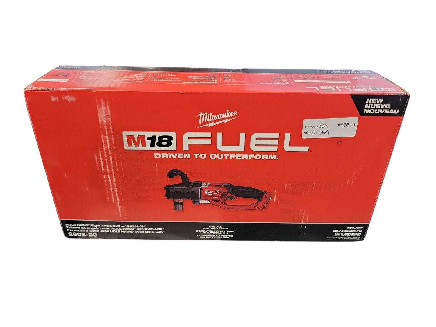 Milwaukee M18 FUEL 18V Lithium-Ion Brushless Cordless Hole Hawg 7/16 in. Right Angle Drill W/ Quick-Lok (Tool-Only) 2808-20 .