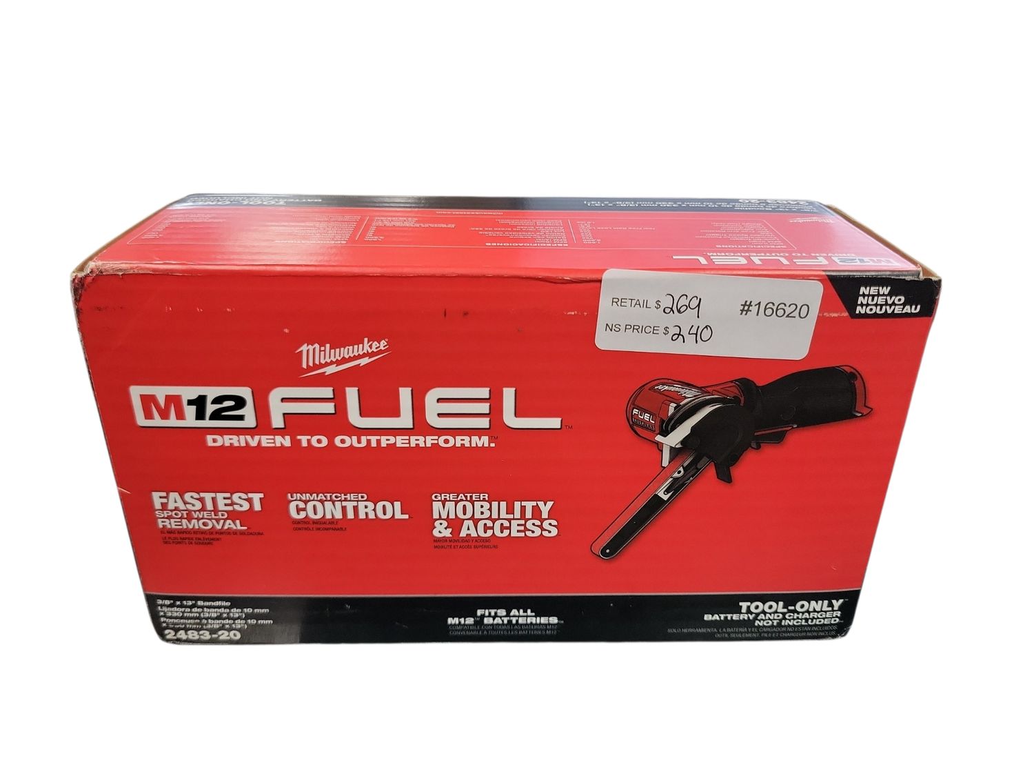 Milwaukee M12 FUEL 12V Lithium-Ion Brushless Cordless 3/8 in. x 13 in. Bandfile (Tool-Only) 2483-20