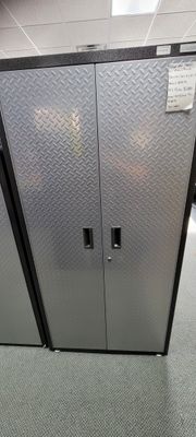 Gladiator Ready-to-Assemble Steel Freestanding Garage Cabinet in Silver Tread (36 in. W x 72 in. H x 18 in. D) GALG36KDYG .